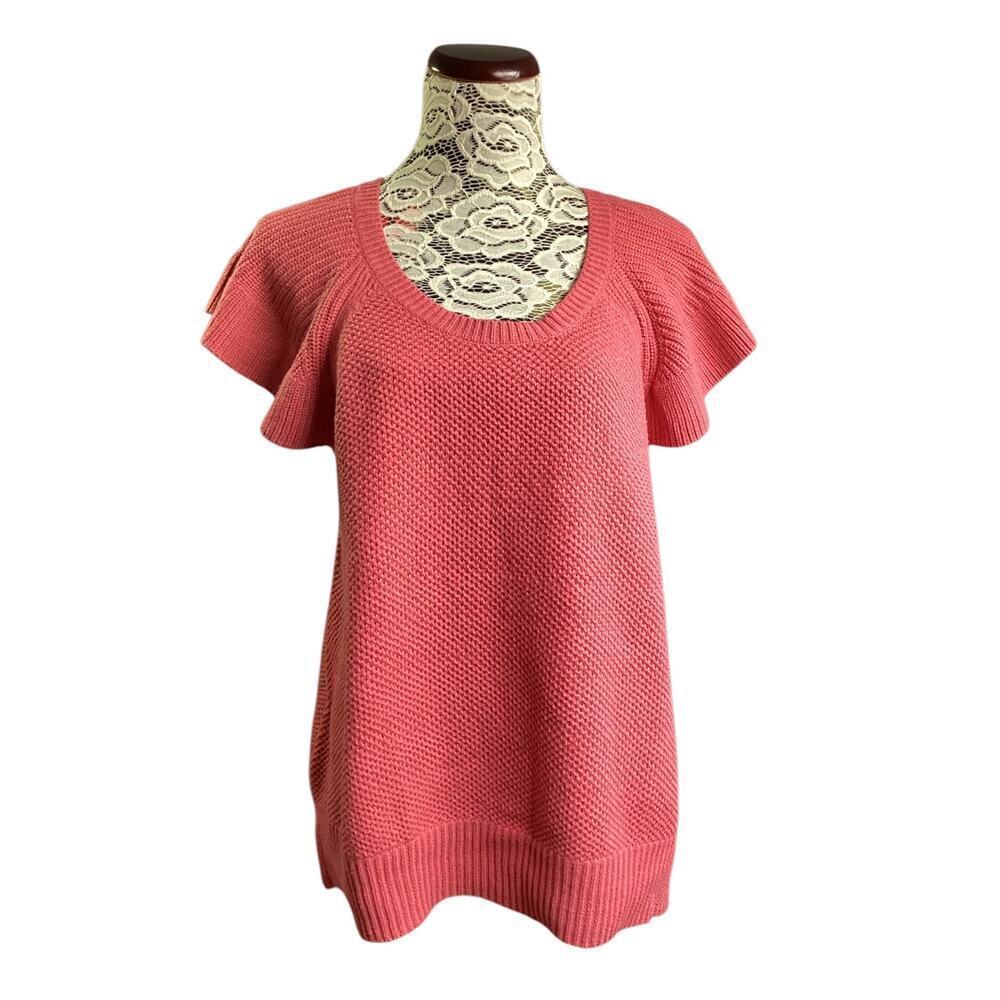 Time And Tru Womens Flutter Sleeve Sweater Salmon Pink Sz XXL Cotton Blend